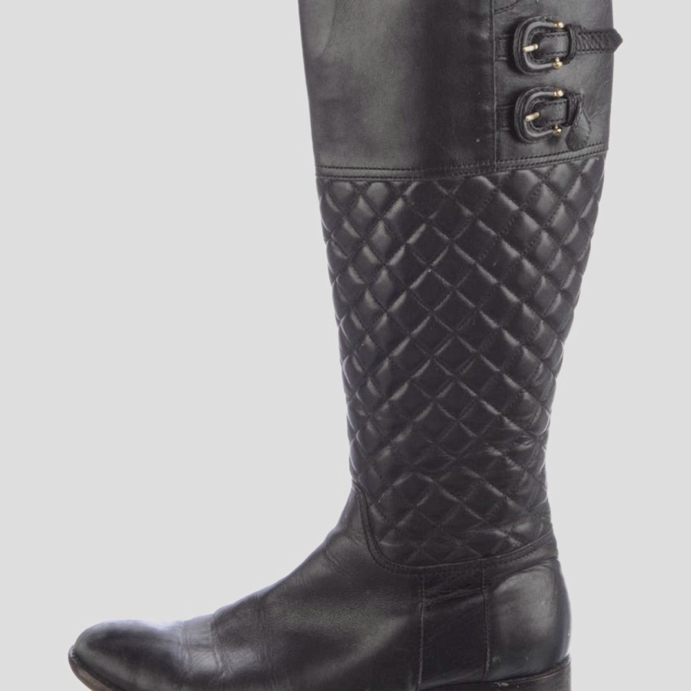Burberry Black Quilted Knee Boots
